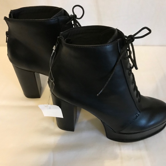 Dividend H&M Black Leather Combat Boots Size 9.5 - Picture 8 of 8